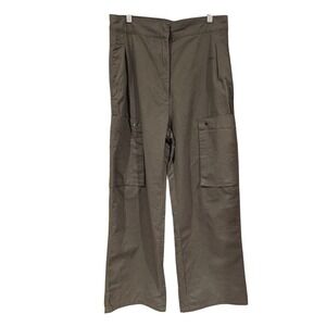 Zara‎ Wide Leg Cargo Pants Olive Green Utility Style Size US 4 Gorp Crunchy